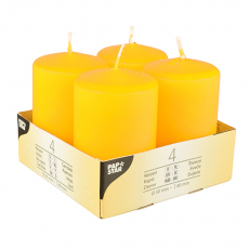 4 Stumpenkerzen Ø 50 mm · 80 mm gelb