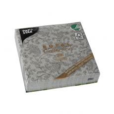 20 Servietten ROYAL Collection 1/4-Falz 25 cm x 25 cm grau Ornaments