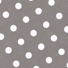 20 Servietten, 3-lagig 1/4-Falz 40 cm x 40 cm grau Dots