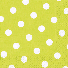 20 Servietten, 3-lagig 1/4-Falz 40 cm x 40 cm limonengrün Dots