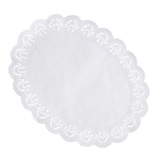 100 Tortenspitzen oval 36 cm x 28 cm weiss