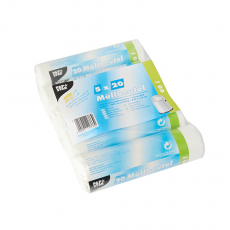 100 Müllbeutel, HDPE 60 l 72 cm x 60 cm weiss