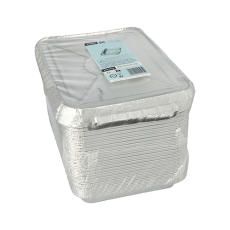 50 Menüschalen + Deckel, Alu ungeteilt 0,93 l 3 cm x 17,7 cm x 22,5 cm