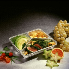 50 Menüschalen + Deckel, Alu 3-geteilt 760 ml 3 cm x 17,7 cm x 22,5 cm