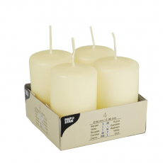 4 Stumpenkerzen Ø 50 mm · 80 mm elfenbein Ivory mit Flachkopf