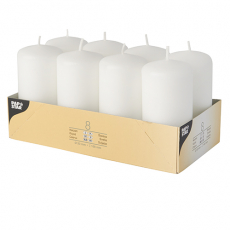 8 Stumpenkerzen Ø 50 mm · 100 mm weiss