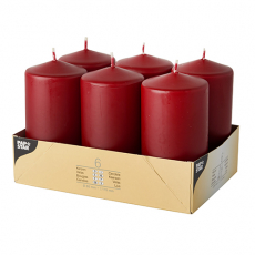 6 Stumpenkerzen Ø 60 mm · 115 mm bordeaux