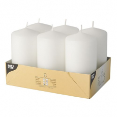 6 Stumpenkerzen Ø 60 mm · 115 mm weiss