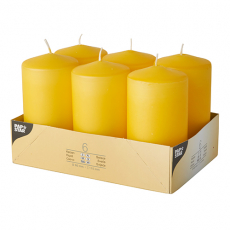6 Stumpenkerzen Ø 60 mm · 115 mm goldgelb