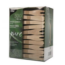 500 Snack-Gabeln, Holz pure 12,1 cm