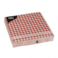 30 Servietten, 3-lagig 1/4-Falz 33 cm x 33 cm rot Vichy Karo