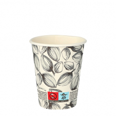 40 Trinkbecher, Pappe To Go 0,2 l Ø 8 cm · 9,1 cm weiss Leaves