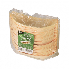 50 Fingerfood - Schalen, Holz pure 19 cm x 10 cm Schiffchen