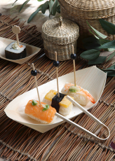 50 Fingerfood - Schalen, Holz pure 25 cm x 10 cm Schiffchen