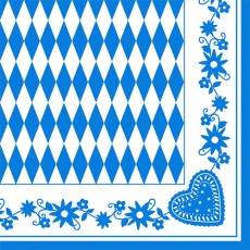 50 Servietten, 3-lagig 1/4-Falz 40 cm x 40 cm Bayrisch Blau
