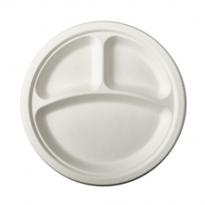 12 Teller, Zuckerrohr pure 3-geteilt Ø 23 cm · 2 cm weiss