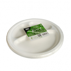 12 Teller, Zuckerrohr pure 3-geteilt Ø 23 cm · 2 cm weiss
