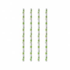 100 Trinkhalme, Papier Ø 6 mm · 20 cm green Dots