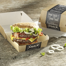 50 Burgerboxen, Pappe pure 7,8 cm x 11,5 cm x 11 cm Good Food groß