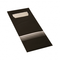 520 Bestecktaschen 20 cm x 8,5 cm schwarz/weiss Stripes inkl. farbiger Serviette 33 x 33 cm 2-lag.