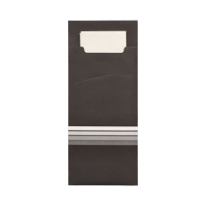 520 Bestecktaschen 20 cm x 8,5 cm schwarz/weiss Stripes inkl. farbiger Serviette 33 x 33 cm 2-lag.