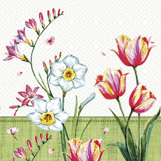 100 Servietten, 3-lagig 1/4-Falz 33 cm x 33 cm Florentina