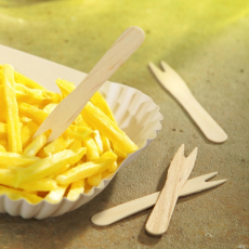 50 Pommes-Frites-Gabeln, Holz pure 8,5 cm