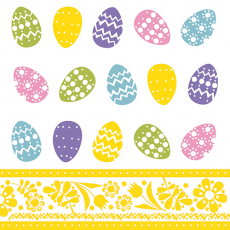 100 Servietten, 3-lagig 1/4-Falz 33 cm x 33 cm Coloured Eggs
