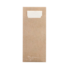 520 Bestecktaschen 20 cm x 8,5 cm natur inkl. weißer Serviette 33 x 33 cm 2-lag.