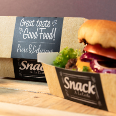 50 Burgerboxen, Pappe pure 8,5 cm x 15,5 cm x 15,5 cm Good Food XXL