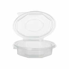 50 Verpackungsbecher mit Klappdeckeln, PP 8-eckig 250 ml 2,8 cm x 11 cm x 11 cm transparent