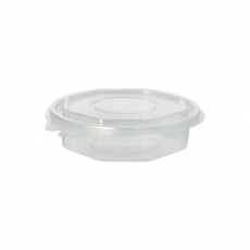 50 Verpackungsbecher mit Klappdeckeln, PP 8-eckig 250 ml 2,8 cm x 11 cm x 11 cm transparent