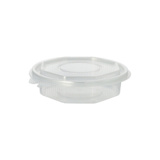 50 Verpackungsbecher mit Klappdeckeln, PP 8-eckig 250 ml 2,8 cm x 11 cm x 11 cm transparent