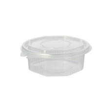 50 Verpackungsbecher mit Klappdeckeln, PP 8-eckig 375 ml 4,2 cm x 11 cm x 11 cm transparent