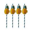 50 Trinkhalme, Papier Ø 6 mm · 20 cm blau/weiss "Pineapple"