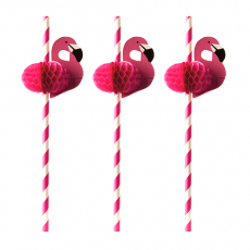 50 Trinkhalme, Papier Ø 6 mm · 20 cm pink Flamingo