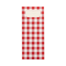 520 Bestecktaschen 20 cm x 8,5 cm rot Vichy Karo inkl. weißer Serviette 33 x 33 cm 2-lag.