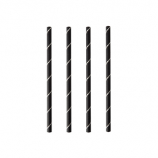 250 Cocktail Trinkhalme, Papier Ø 7 mm · 15 cm schwarz/weiss Stripes