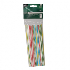 25 Trinkhalme, Papier Ø 6 mm · 20 cm farbig sortiert "Zig-Zag"