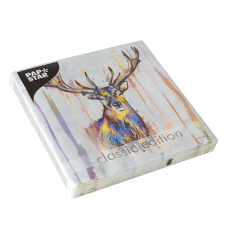 20 Servietten, 3-lagig 1/4-Falz 33 cm x 33 cm Colourful Deer