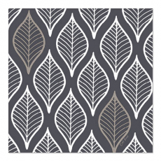 30 Servietten, 3-lagig 1/4-Falz 33 cm x 33 cm dunkelgrau Leafy