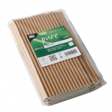 100 Trinkhalme, Papier pure Ø 6 mm · 20 cm braun