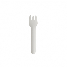 100 Kuchen- und Snackgabeln, Papier pure 12,7 cm weiss mit einseitig gezacktem Rand