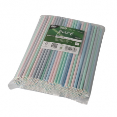 200 Trinkhalme, Papier Ø 6 mm · 21 cm farbig sortiert