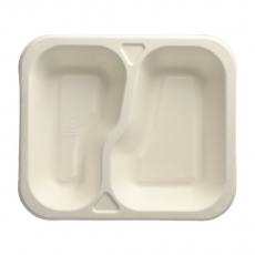100 Siegelschalen, Zuckerrohr "safe:pack pure" 2-geteilt 4,2 cm x 24,5 cm x 26,5 cm weiss