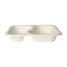 100 Siegelschalen, Zuckerrohr "safe:pack pure" 2-geteilt 4,2 cm x 24,5 cm x 26,5 cm weiss