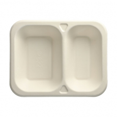 100 Siegelschalen, Zuckerrohr "safe:pack pure" 2-geteilt 4,2 cm x 18,5 cm x 23,5 cm weiss
