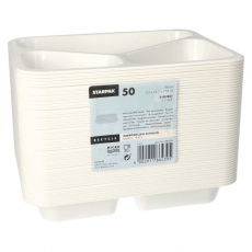 50 Mikrowellenschalen, PP 3-geteilt 765 ml 3,2 cm x 22,7 cm x 17,8 cm weiss