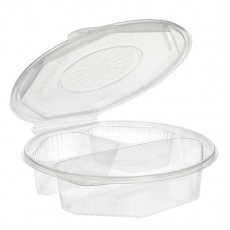 25 Menüboxen mit Klappdeckeln, PP 3-geteilt 5,9 cm x 21,5 cm x 21,5 cm transparent 8-eckig