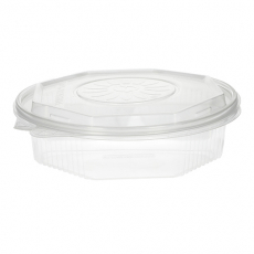 25 Menüboxen mit Klappdeckeln, PP 3-geteilt 5,9 cm x 21,5 cm x 21,5 cm transparent 8-eckig